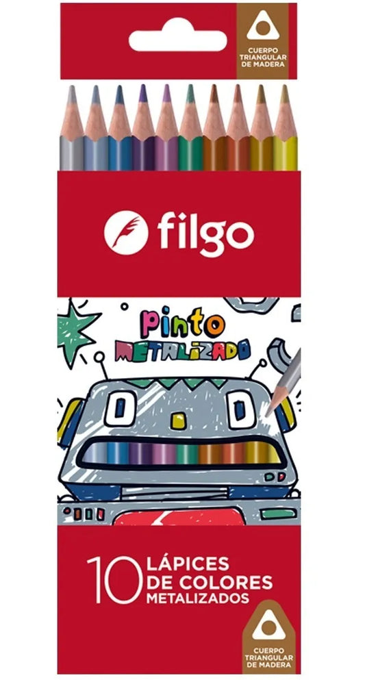 Lápices de colores Pinto Metalizado (x10) Filgo