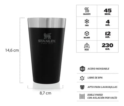 Vaso Cervecero Beer Pint Stanley Acero Inoxidable con Destapador - Negro