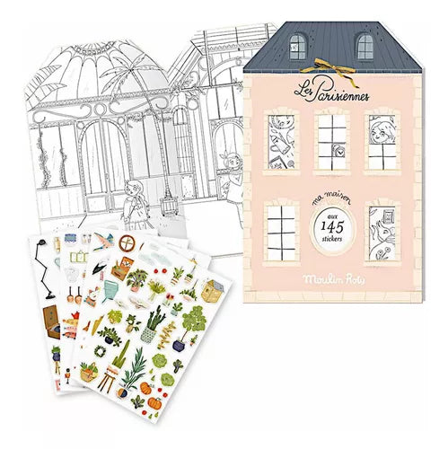 Libro para colorear con stickers "Las Parisinas" by Moulin Roty