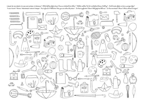 Pack 40 individuales con actividades para colorear Moulin Roty