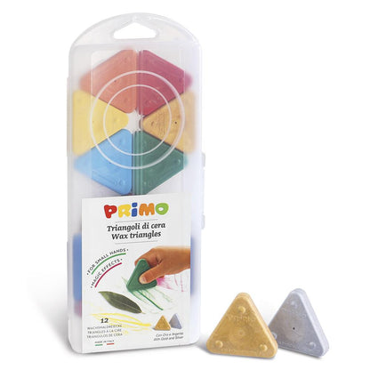 Crayolas triangulares de cera con oro y plata (x12) Primo