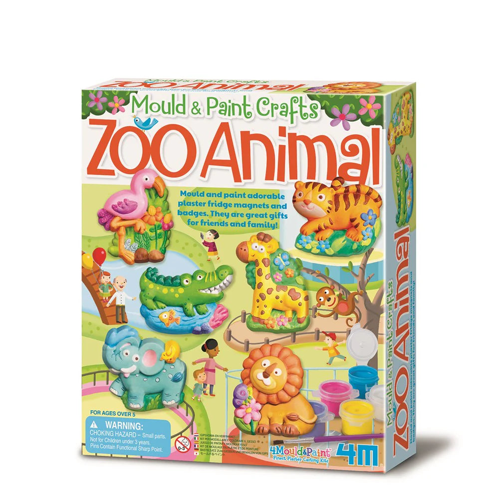 Kit de Arte y Manualidad para Moldear y Pintar Animales de Zoológico magnéticos 4M