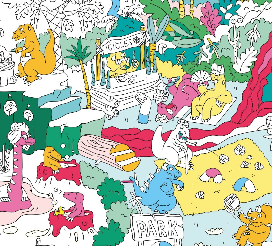 Poster gigante para colorear Dinos Omy