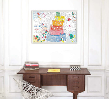 Poster gigante para colorear Juegos + 1 lápiz Omy