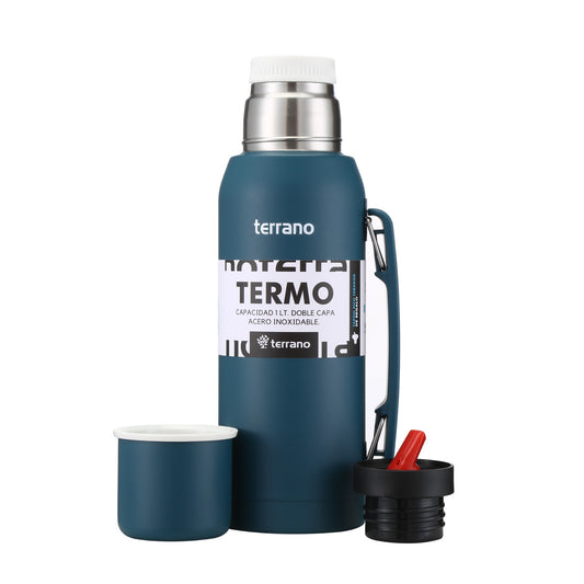 Termo Premium 1Lt. con Manija - Azul Petróleo