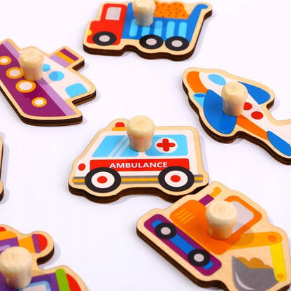 Puzzle madera encastre Vehículos Tooky Toy