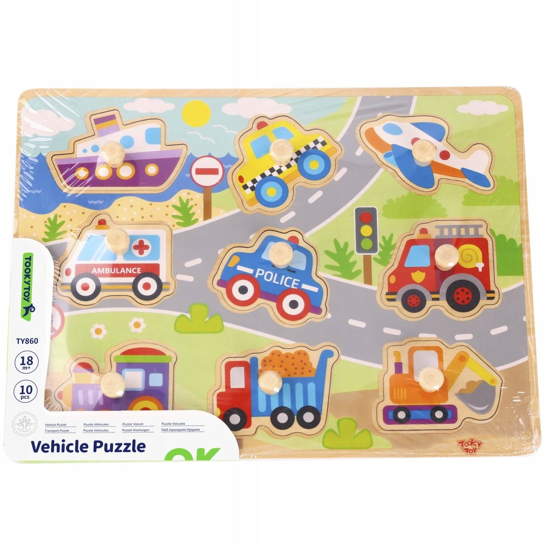 Puzzle madera encastre Vehículos Tooky Toy