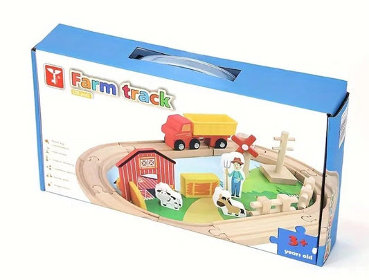 Pista con camión y granja en madera