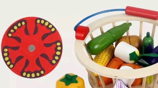 Canasto de vegetales de madera para cortar
