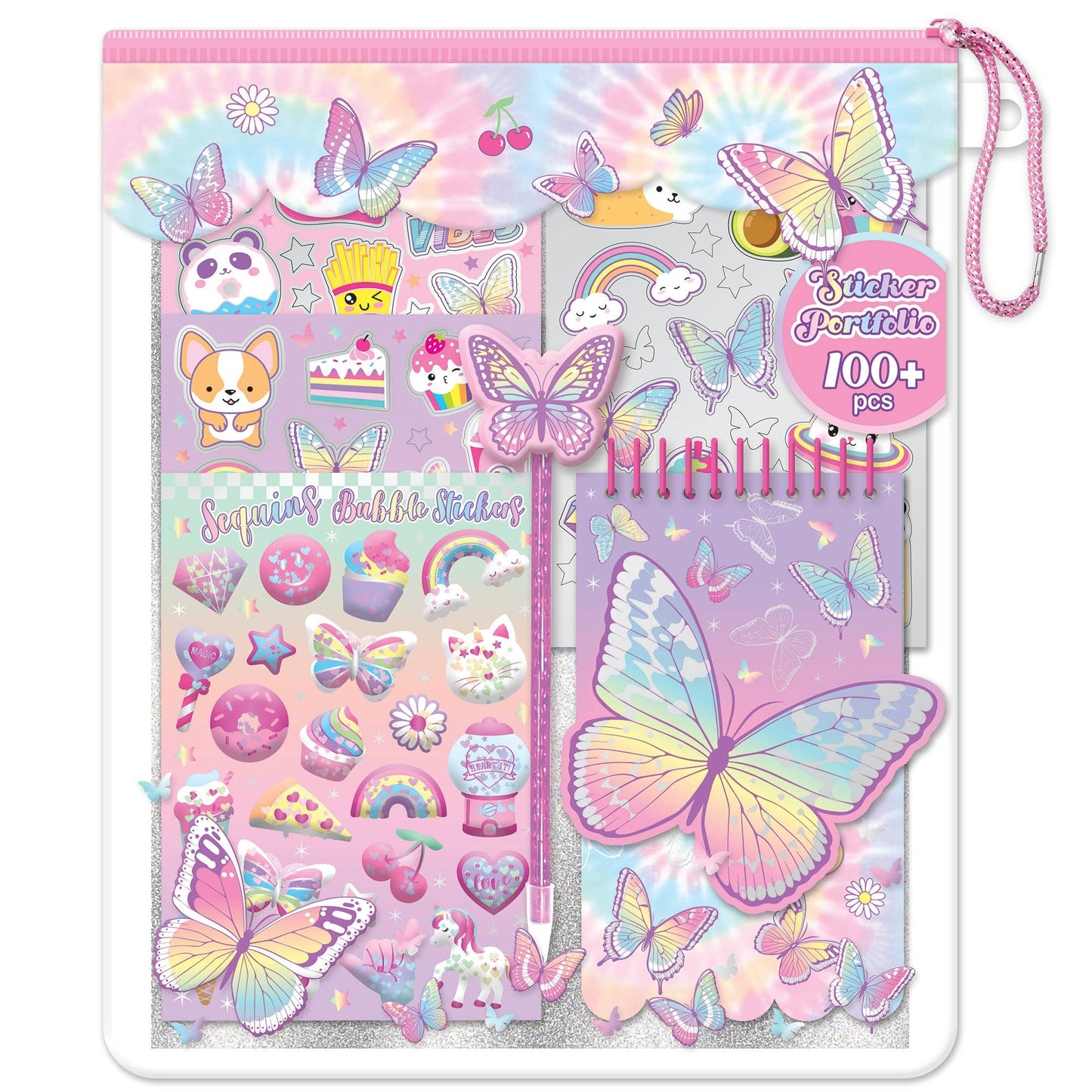 Bolso con pegotines mariposas (100 pzas) Hot Focus