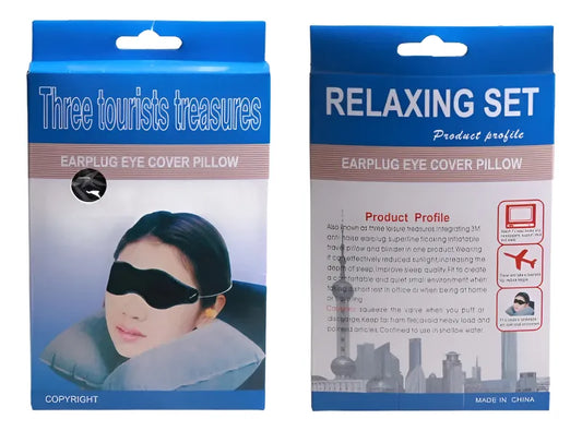 Almohada Inflable+Antifaz+Tapones Oídos