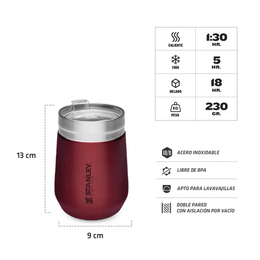 Mate Stanley Acero Inoxidable Go Tumbler con Tapa - Bordeaux