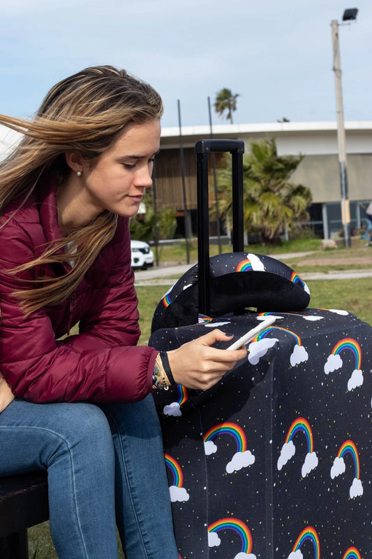 Funda Para Valija Grande Arcoiris - Negro