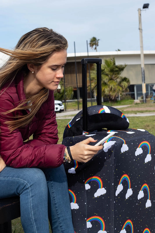 Funda Para Valija Mediana Arcoiris - Negra