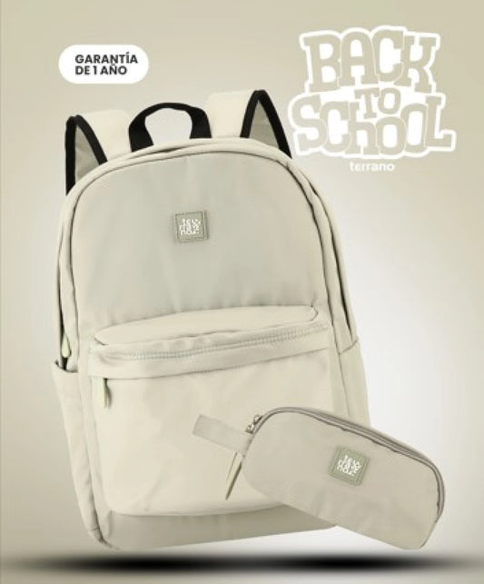 Kit Mochila y Cartuchera Essence - Oliva