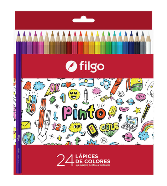 Lápices de colores Pinto Colores Brillantes (x24) Filgo