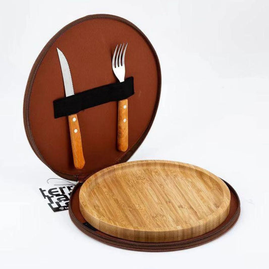 Set Parrilla Asador Redondo Con Cierre Terrano - Negro